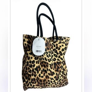 Eccolo Leopard-Print Tote with Black Handles